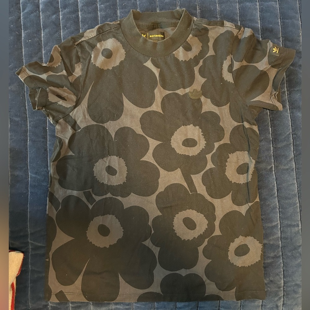 Marimekko x adidas Black and Charcoal Unikko Tee